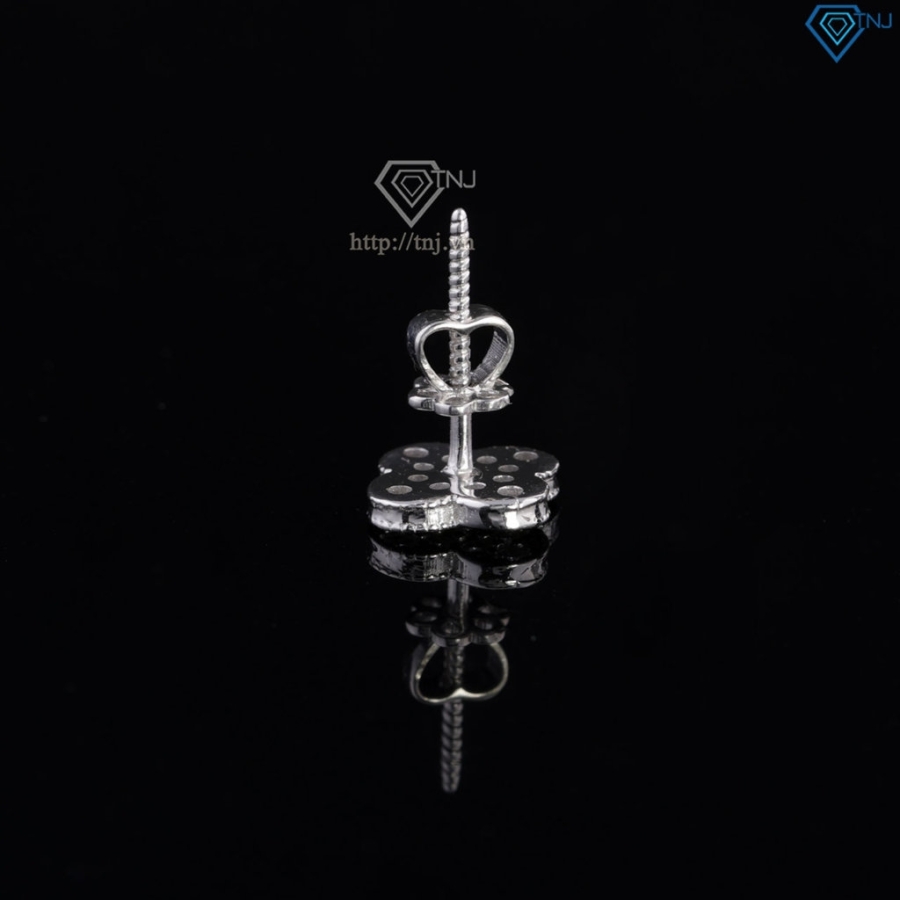 Bông tai bạc cỏ 4 lá đính full kim cương Moissanite BTAM0040