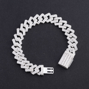 Lắc tay Cuban vuông đính đá phiên bản 12mm LTA0233