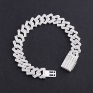 Lắc tay Cuban vuông đính đá phiên bản 12mm LTA0233