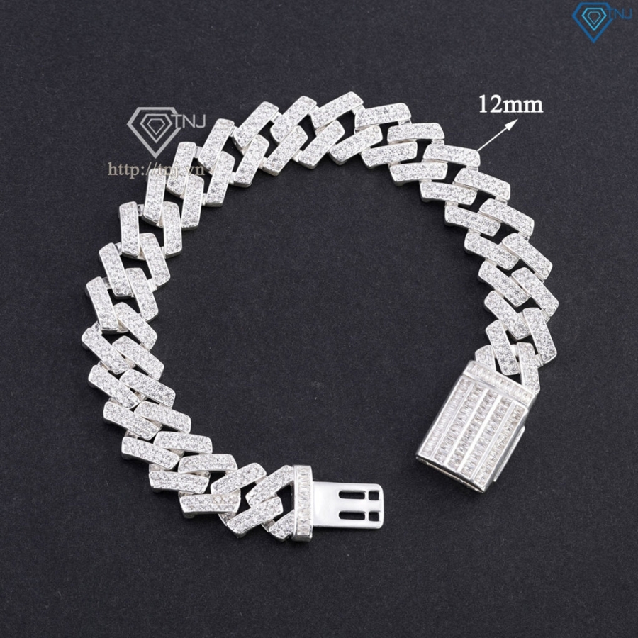 Lắc tay Cuban vuông đính đá phiên bản 12mm LTA0233