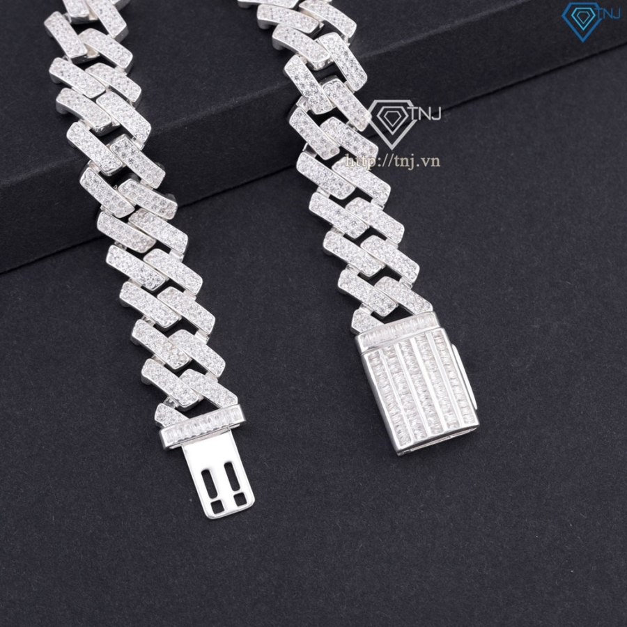 Lắc tay Cuban vuông đính đá phiên bản 12mm LTA0233