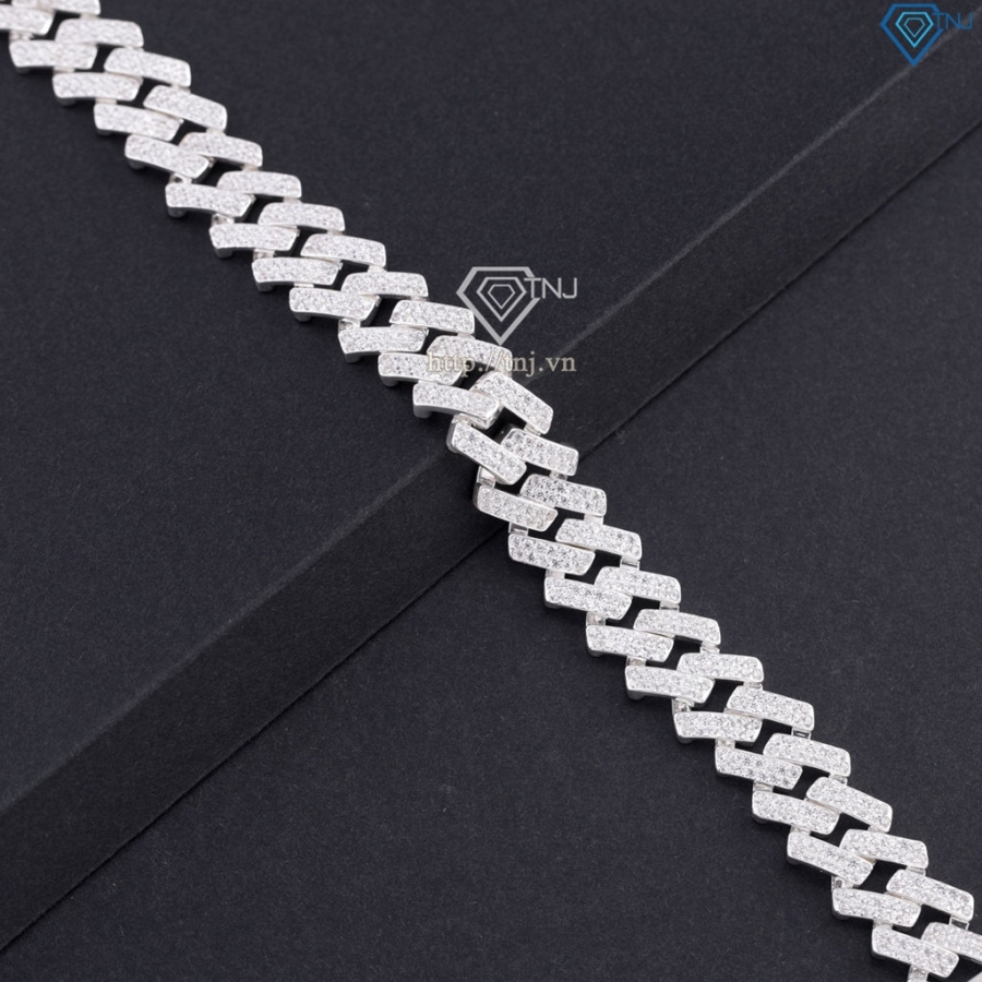 Lắc tay Cuban vuông đính đá phiên bản 12mm LTA0233