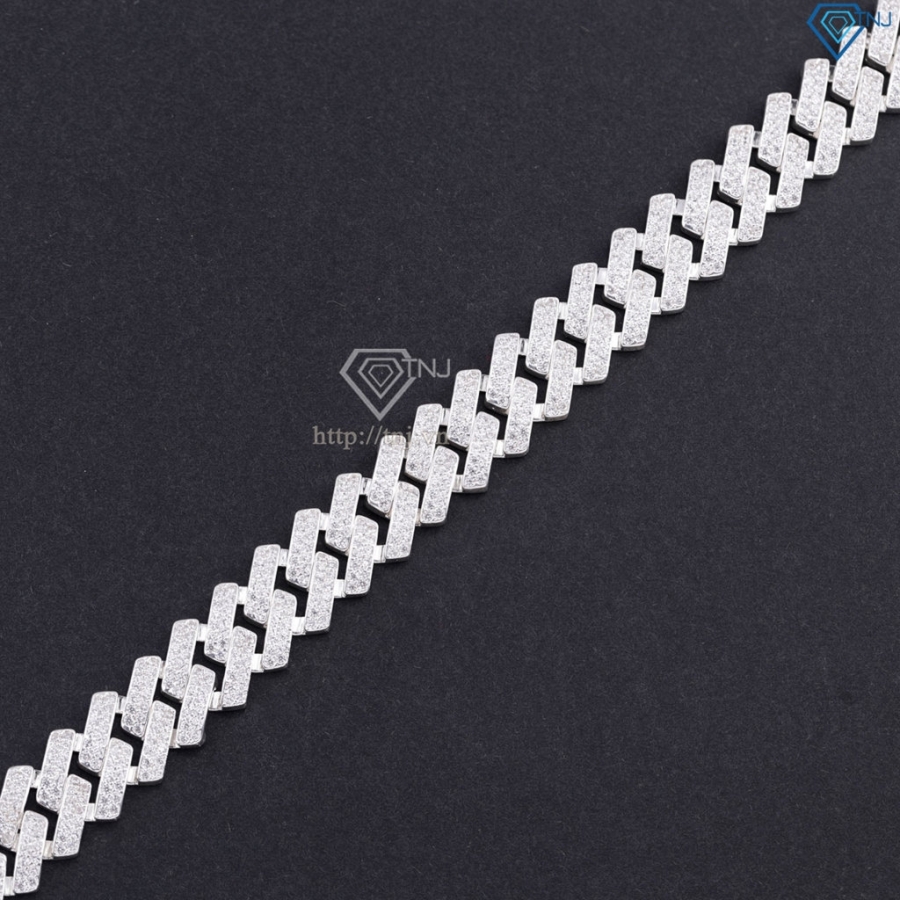 Lắc tay Cuban vuông đính đá phiên bản 12mm LTA0233