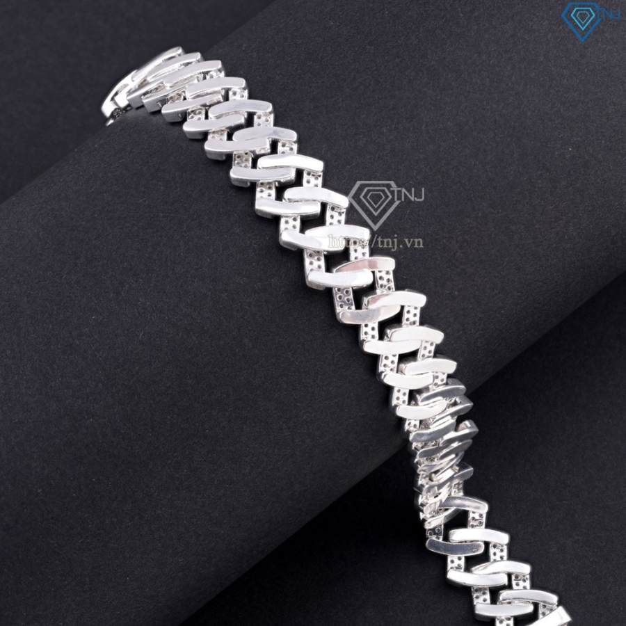 Lắc tay Cuban vuông đính đá phiên bản 12mm LTA0233