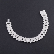 Lắc tay Cuban cao cấp đính đá phiên bản 14mm LTA0234