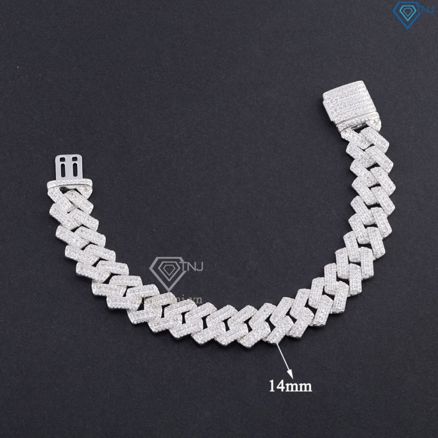 Lắc tay Cuban cao cấp đính đá phiên bản 14mm LTA0234