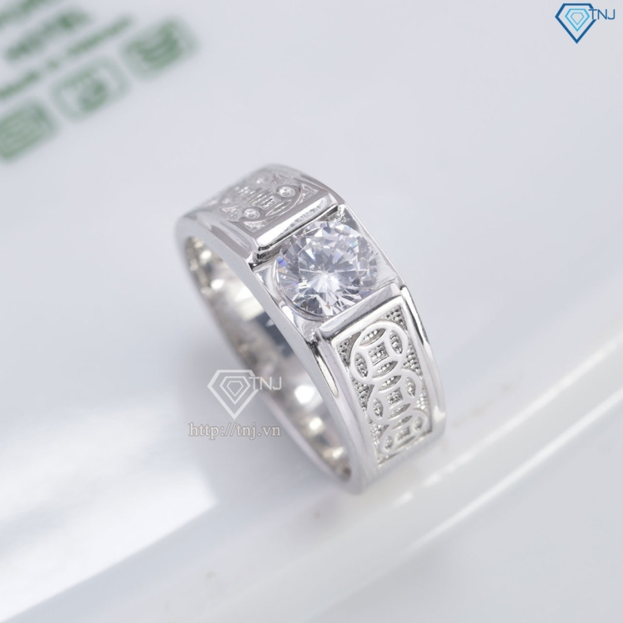 Nhẫn nam bạc kim tiền nhỏ xi mạ bạch kim NNA0879-XK