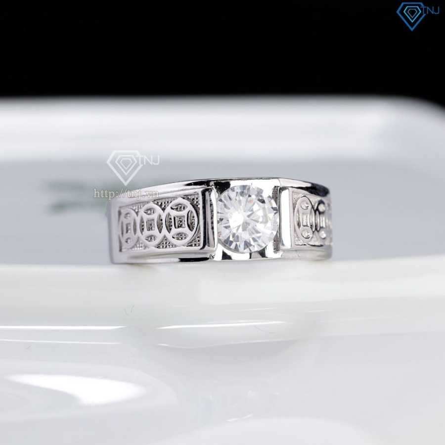 Nhẫn nam bạc kim tiền nhỏ xi mạ bạch kim NNA0879-XK