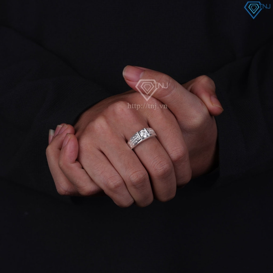 Nhẫn nam bạc kim tiền nhỏ xi mạ bạch kim NNA0879-XK