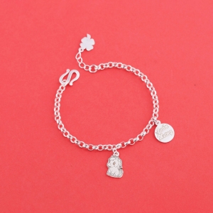 Lắc chân bạc cho bé hình con ngựa khắc tên LTT0214