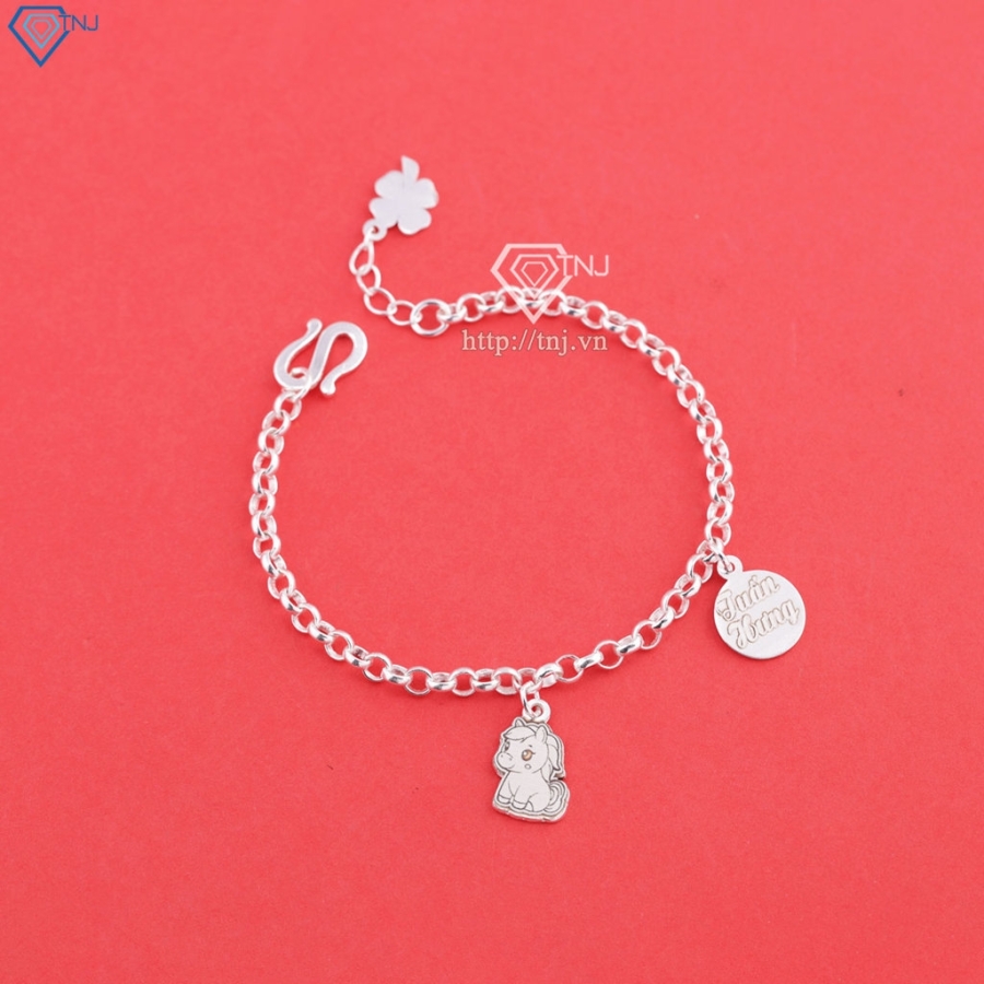 Lắc chân bạc cho bé hình con ngựa khắc tên LTT0214 - Trang Sức TNJ