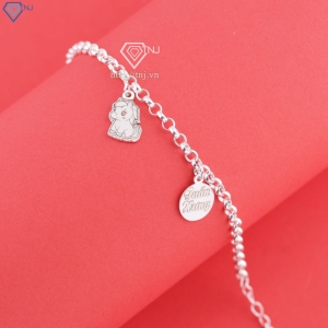 Lắc chân bạc cho bé hình con ngựa khắc tên LTT0214 - Trang Sức TNJ
