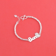 Lắc tay bạc cho bé khắc tên hình con ngựa LTT0215