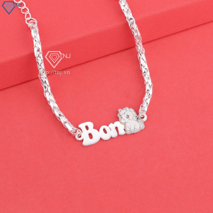 Lắc tay bạc cho bé khắc tên hình con ngựa LTT0215- Trang Sức TNJ