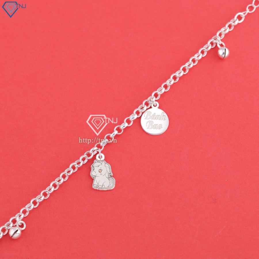 Lắc chân bạc cho bé hình con ngựa khắc tên LTT0217