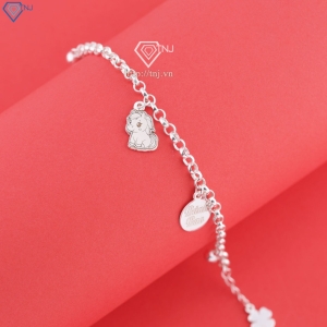 Lắc chân bạc cho bé hình con ngựa khắc tên LTT0217