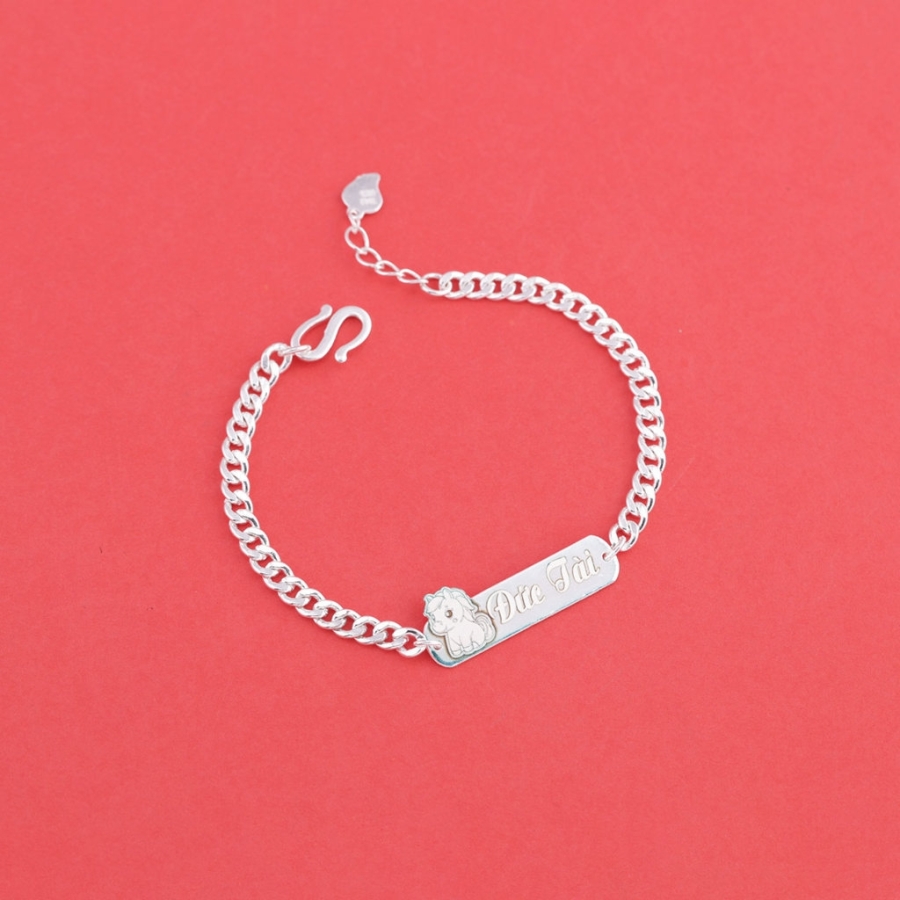 Lắc bạc cho bé khắc tên hình con ngựa đẹp LTT0218