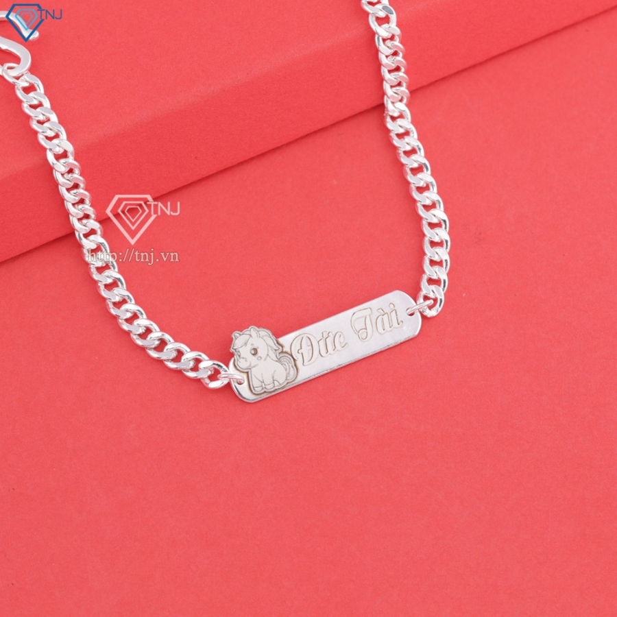 Lắc bạc cho bé khắc tên hình con ngựa đẹp LTT0218- Trang Sức TNJ