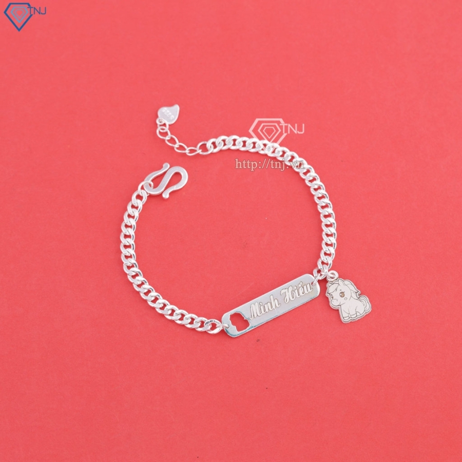 Lắc bạc cho bé khắc tên theo yêu cầu hình con ngựa LTT0219