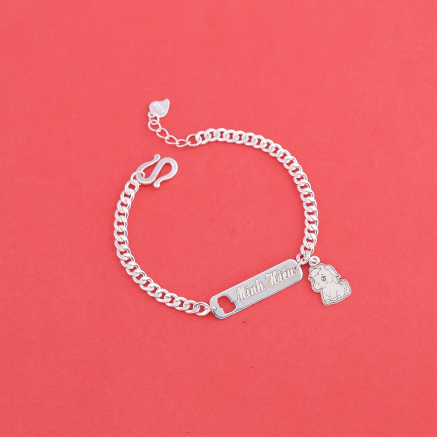 Lắc bạc cho bé khắc tên theo yêu cầu hình con ngựa LTT0219