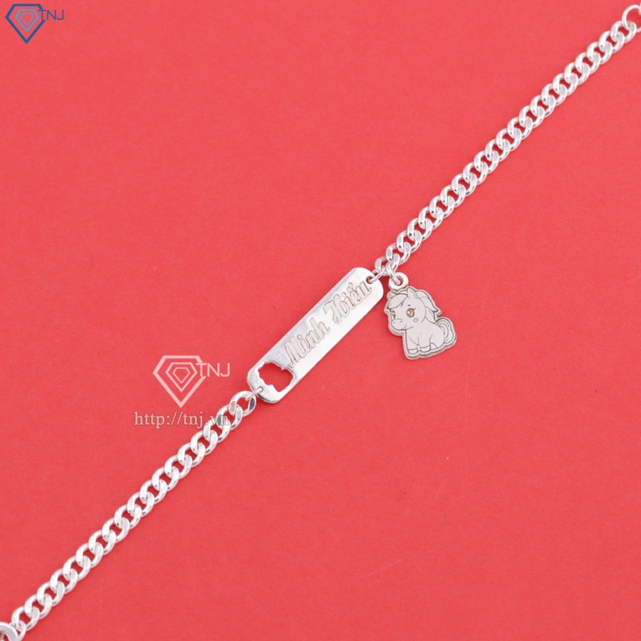 Lắc bạc cho bé khắc tên theo yêu cầu hình con ngựa LTT0219