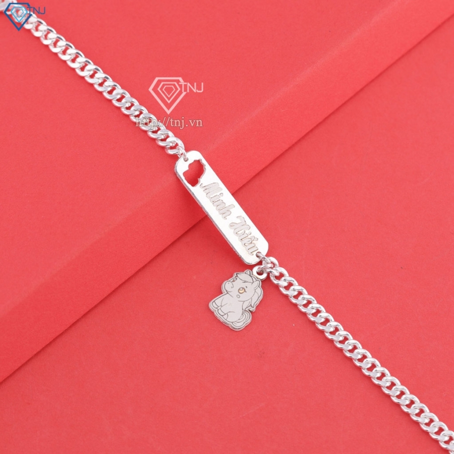 Lắc bạc cho bé khắc tên theo yêu cầu hình con ngựa LTT0219