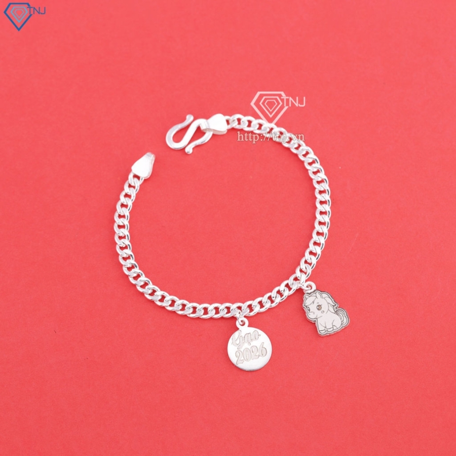 Lắc bạc cho bé dây mắt xích khắc tên hình con ngựa LTT0220