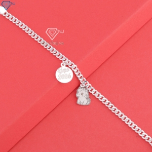 Lắc bạc cho bé dây mắt xích khắc tên hình con ngựa LTT0220