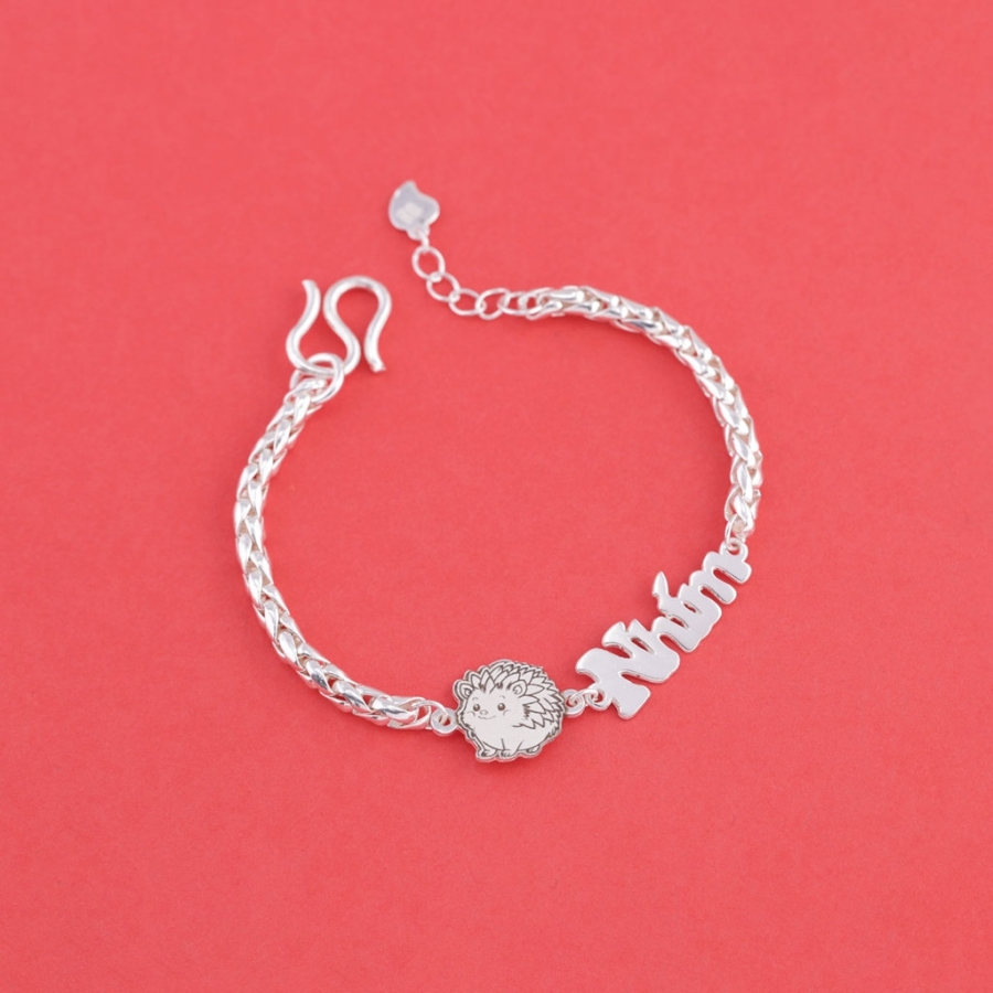 Lắc bạc cho bé khắc tên hình con nhím LTT0221