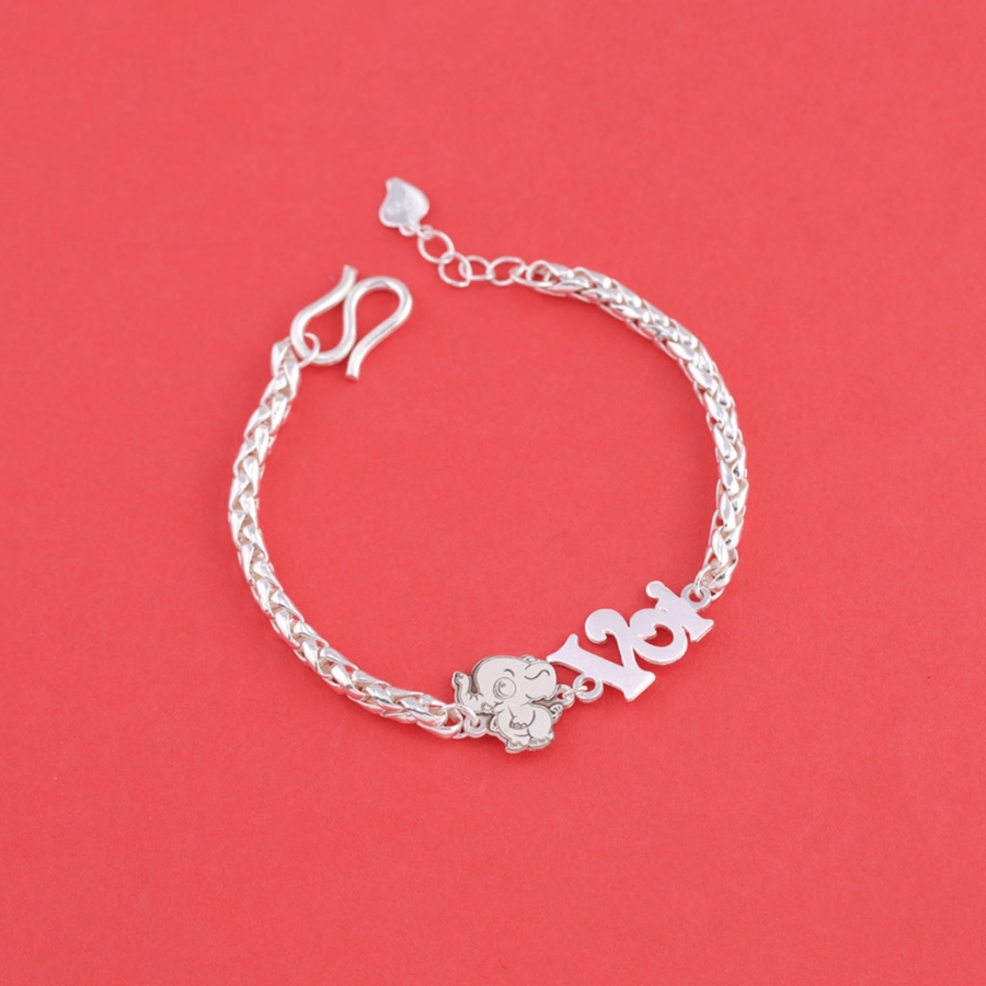 Lắc bạc cho bé trai khắc tên hình con voi LTT0222