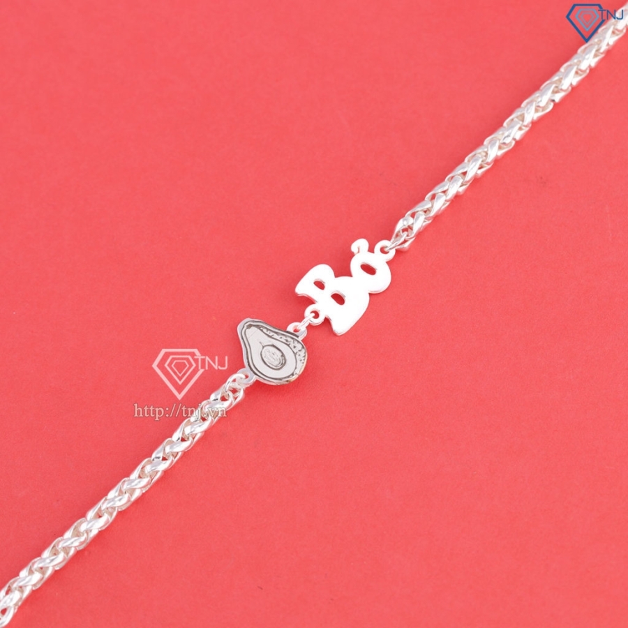 Lắc bạc cho bé gái khắc tên hình quả bơ LTT0223 - Trang Sức TNJ