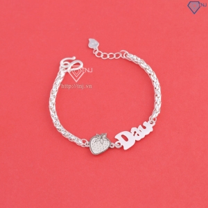 Lắc bạc cho bé gái khắc tên hình quả Dâu LTT0224 - Trang Sức TNJ
