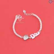 Lắc bạc cho bé gái khắc tên hình quả Dâu LTT0224 - Trang Sức TNJ