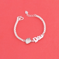 Lắc bạc cho bé gái khắc tên hình quả Dâu LTT0224