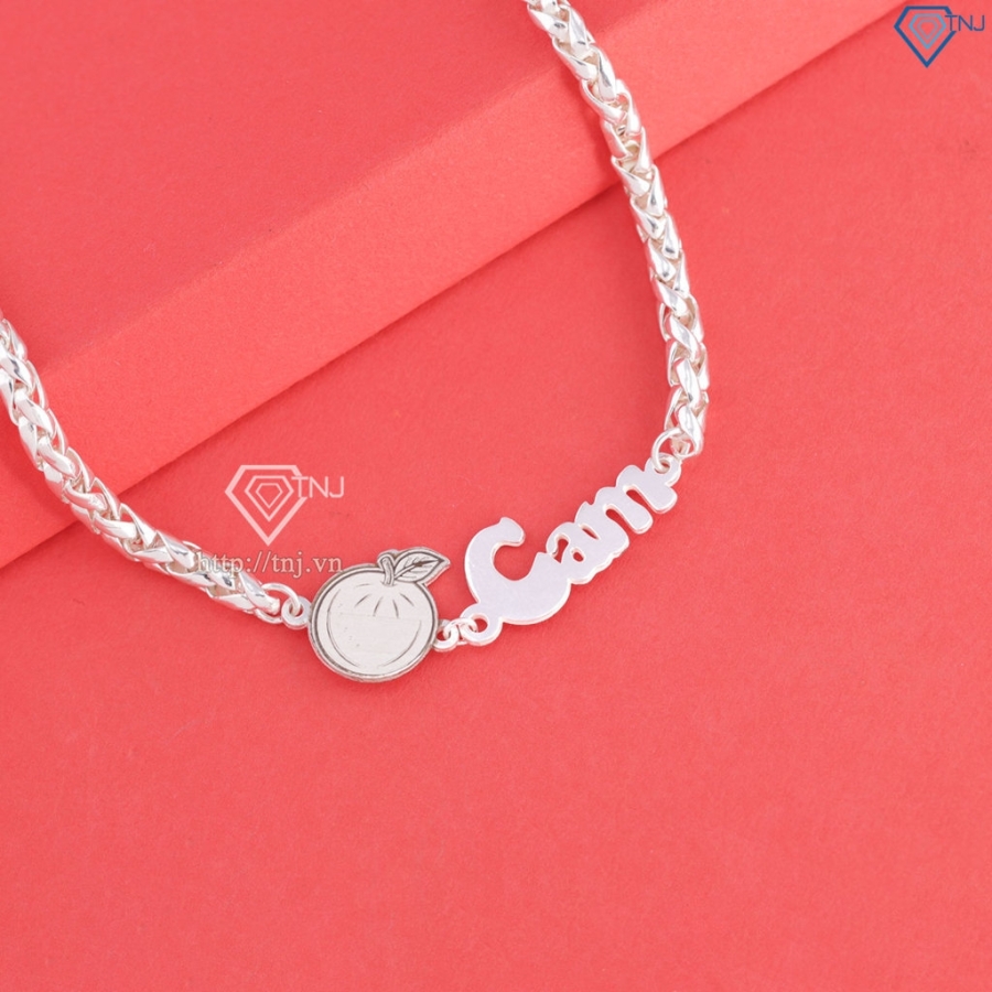 Lắc bạc cho bé khắc tên hình quả Cam LTT0225- Trang Sức TNJ