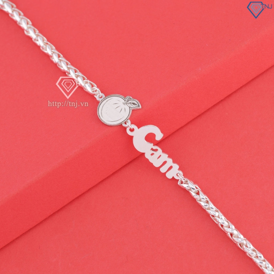 Lắc bạc cho bé khắc tên hình quả Cam LTT0225- Trang Sức TNJ