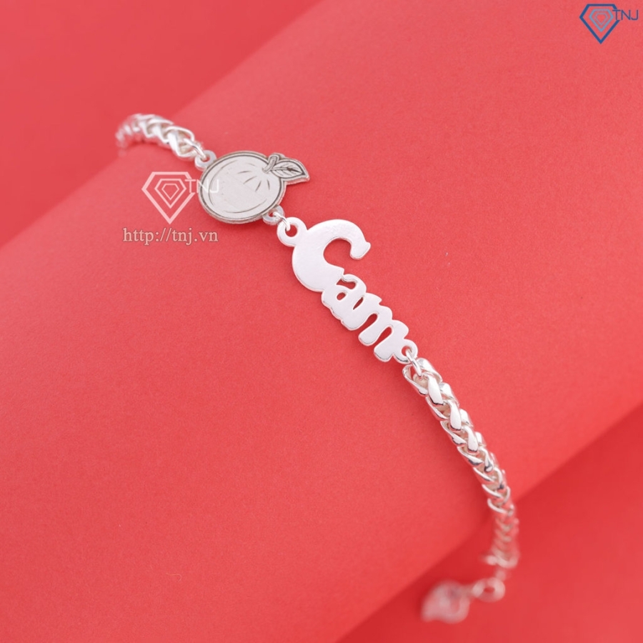 Lắc bạc cho bé khắc tên hình quả Cam LTT0225- Trang Sức TNJ