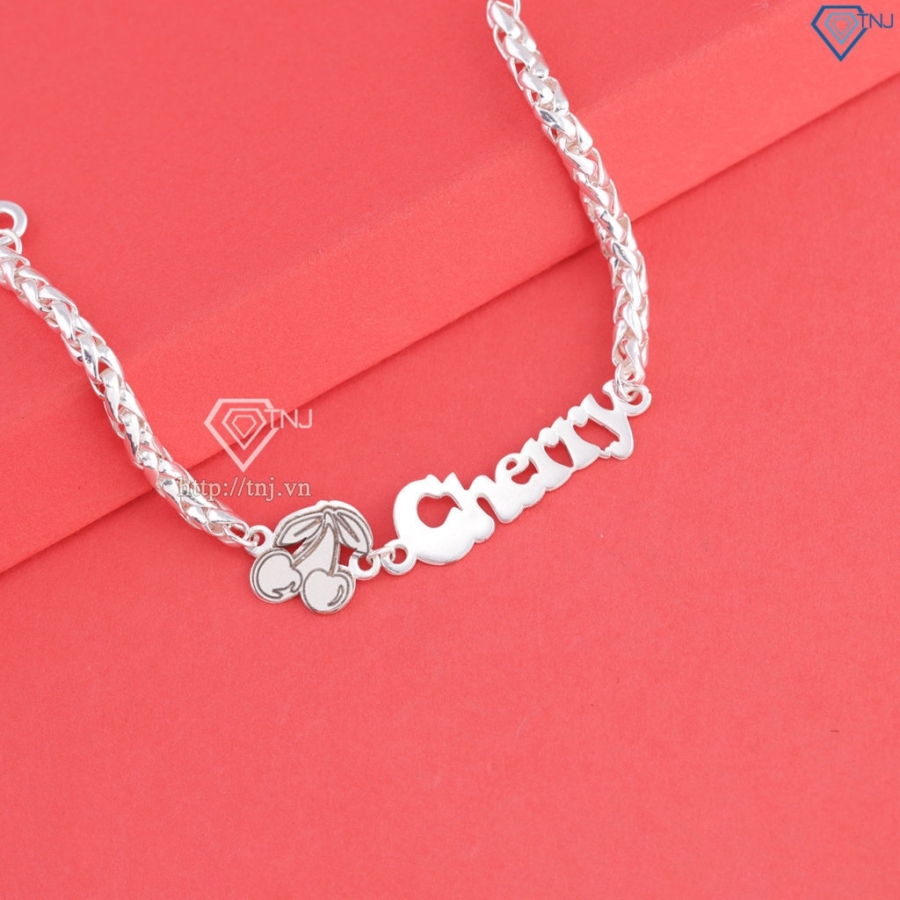 Lắc bạc cho bé khắc tên hình quả Cherry LTT0226 - Trang Sức TNJ