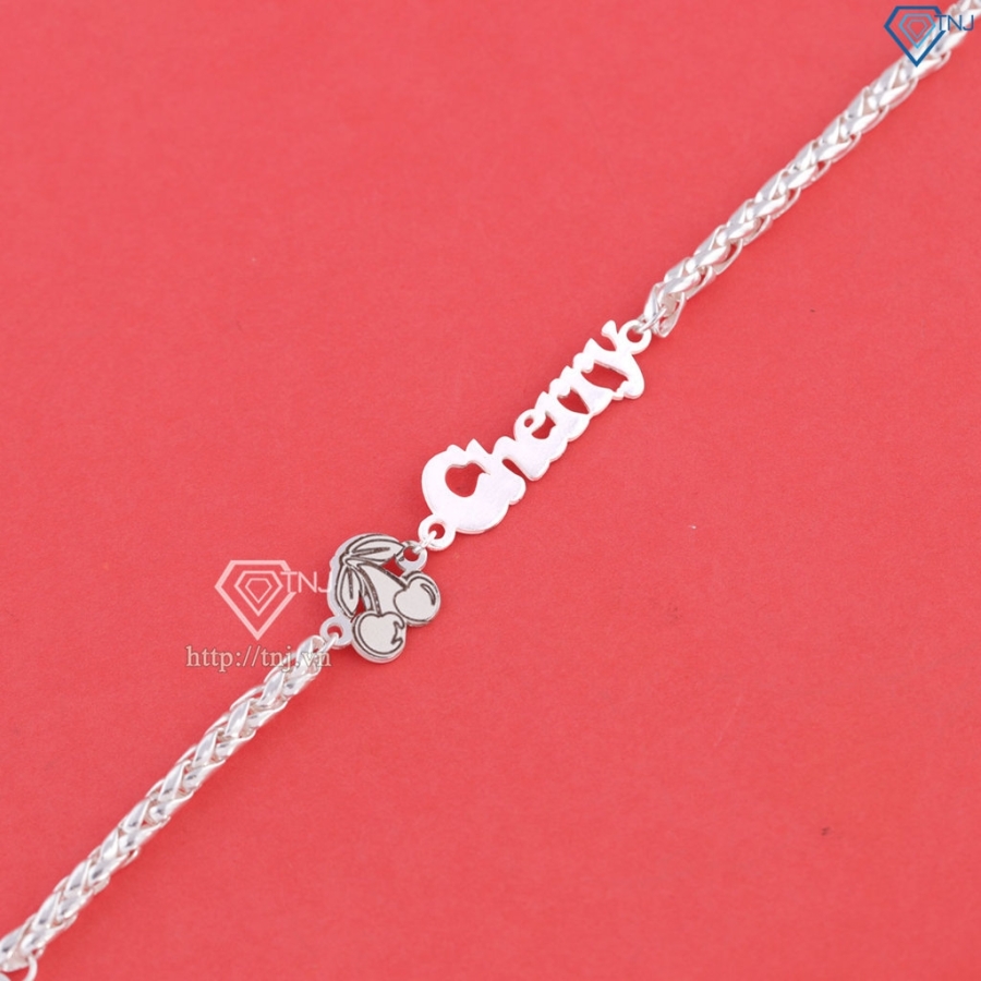Lắc bạc cho bé khắc tên hình quả Cherry LTT0226 - Trang Sức TNJ