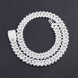 Vòng cổ Cuban đính đá cao cấp 14mm DCK0161