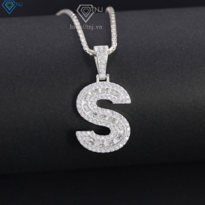 Dây chuyền bạc nam mặt chữ cái to theo yêu cầu DCA0206