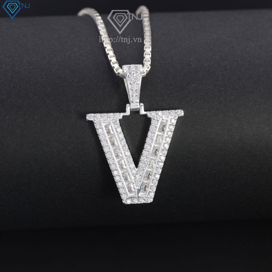 Dây chuyền bạc nam mặt chữ cái to theo yêu cầu DCA0206