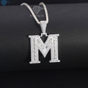Dây chuyền bạc nam mặt chữ cái to theo yêu cầu DCA0206