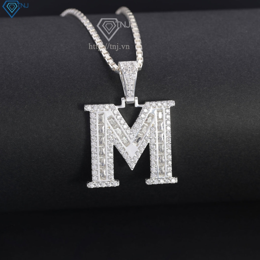 Dây chuyền bạc nam mặt chữ cái to theo yêu cầu DCA0206