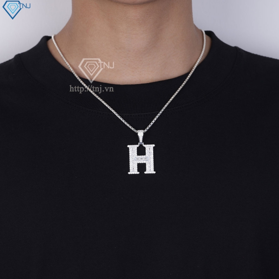 Dây chuyền bạc nam mặt chữ cái to theo yêu cầu DCA0206