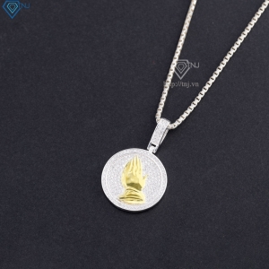 Dây chuyền bạc nam mặt bàn tay cầu nguyện xi vàng tây DCA0207