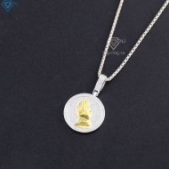 Dây chuyền bạc nam mặt bàn tay cầu nguyện xi vàng tây DCA0207