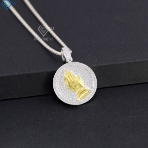 Dây chuyền bạc nam mặt bàn tay cầu nguyện xi vàng tây DCA0207