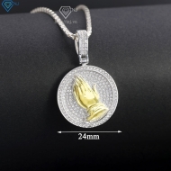 Dây chuyền bạc nam mặt bàn tay cầu nguyện xi vàng tây DCA0207