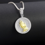 Dây chuyền bạc nam mặt bàn tay cầu nguyện xi vàng tây DCA0207